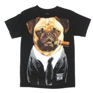 MEN IN BLACK MIB Universal Studios Pug Dog Men's Black T-Shirt size Small /617